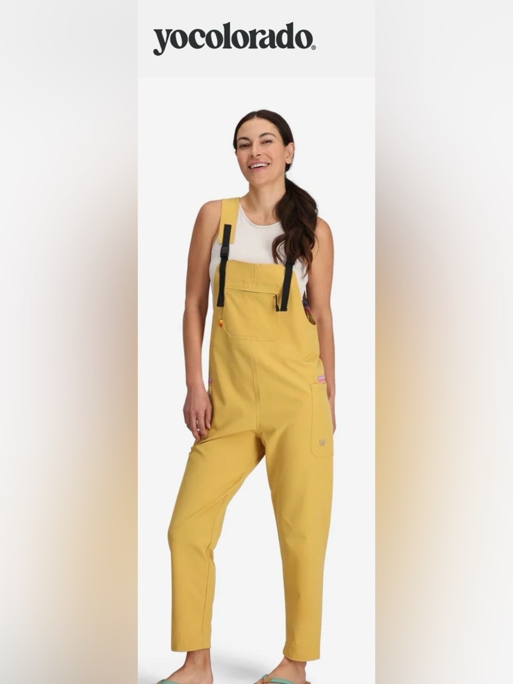 YoColorado Serape All Day Overalls, size large, golden sunset color